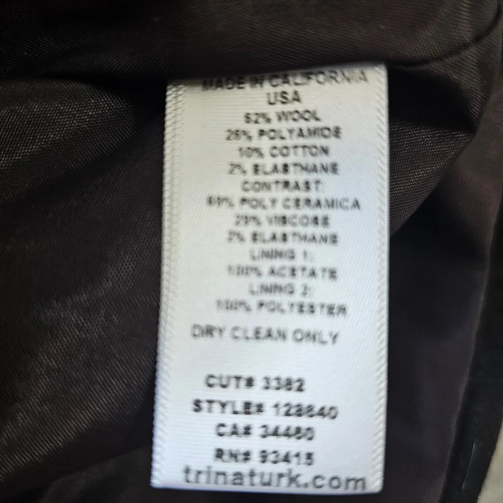 Trina Turk Wool Blend Brown Tweed Suit sz 2 Made in California - Picture 8 of 12